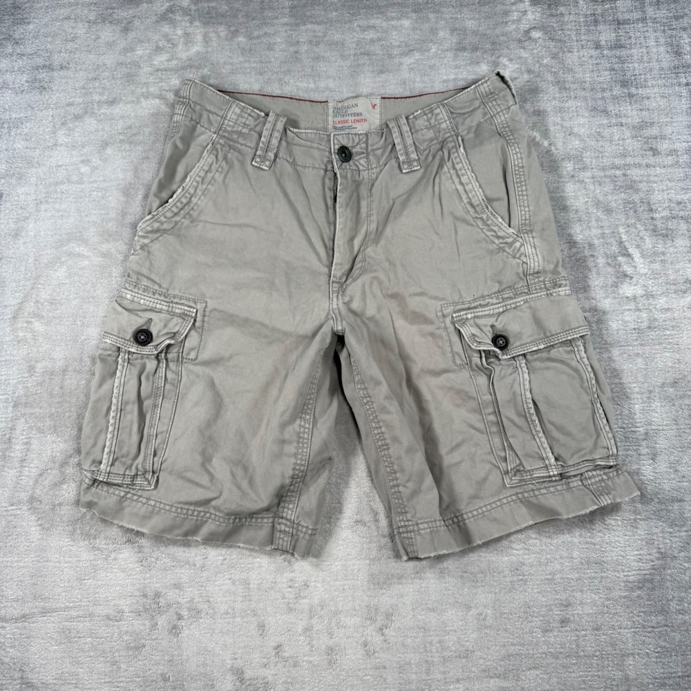 American Eagle Shorts Mens 32 Gray Cargo Classic Length Cotton Twill Utility Y2K